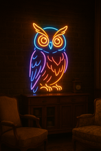 Load image into Gallery viewer, Owl Neon Sign, Wise bird neon sign, Forest owl neon sign, Barn owl neon sign Multicolor
