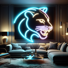 Load image into Gallery viewer, Panther Snarl Neon Sign, Growling panther neon sign, Roaring wildcat neon sign
