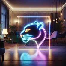 Load image into Gallery viewer, Black Panther Neon Sign, Furious feline neon sign, Angry wildcat neon sign Multicolor
