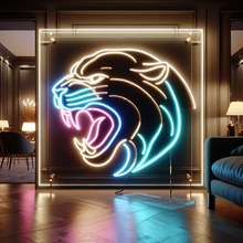 Load image into Gallery viewer, Growling Panther Neon Sign, Fierce predator neon sign, Wildcat head neon sign Multicolor
