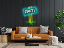 Load image into Gallery viewer, Neon Party Sign, Party Plaque Neon, Celebration Neon Sign, Festive Neon Lighting, Celebration neon sign, Soiree neon sign, Event neon sign
