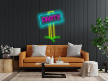 Load image into Gallery viewer, Neon Party Sign, Party Plaque Neon, Celebration Neon Sign, Festive Neon Lighting, Celebration neon sign, Soiree neon sign, Event neon sign
