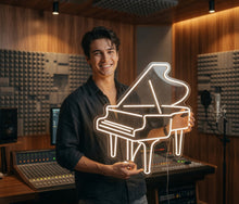 Load image into Gallery viewer, Piano Neon sign – Grand Piano Silhouette &amp; Musical Keys | Classical Instrument Performance sign
