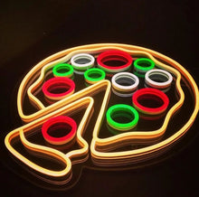 Load image into Gallery viewer, Pizza Neon Sign, Pizza LED Wall Decor, Pizza Slice Led Sign, Custom Neon Sign, Smiley Neon Sign, Food Neon Sign, Pizza Wall Art Kitchen
