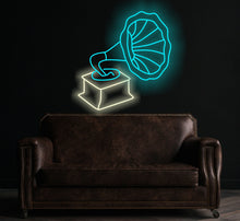 Load image into Gallery viewer, Patephone neon sign, gramophone neon sign, phonograph neon sign

