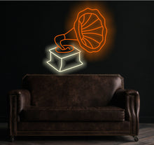 Load image into Gallery viewer, Patephone neon sign, gramophone neon sign, phonograph neon sign
