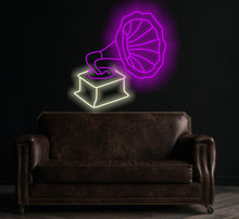 Load image into Gallery viewer, Patephone neon sign, gramophone neon sign, phonograph neon sign
