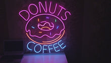 Load and play video in Gallery viewer, Donuts and coffee Neon Sign, Neon Light bar, restaurant Neon Signs, Personalized Wall Decor, Donuts and Coffee Decor, Home Decor Gifts
