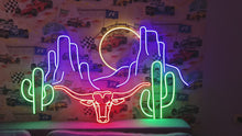 Load and play video in Gallery viewer, Western decor neon sign, bulls and western decor neon sign
