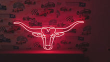 Load and play video in Gallery viewer, Longhorn Bull neon sign, Bull head led neon, Longhorn head skull light sign, Bull skull sign, Texas western led light
