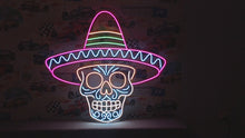 Load and play video in Gallery viewer, Bandit Skull Neon Sign, Sombrero Skeleton Neon Sign, Mexican Hat Neon Sign
