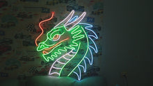 Load and play video in Gallery viewer, Dragon head neon sign, dragon neon light, neon dragon sign, neon dragon head, LED dragon sign, dragon wall light, neon dragon lamp, dragon head LED sign, glowing dragon sign, neon fantasy sign
