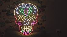 Load and play video in Gallery viewer, Sugar Skull Neon Sign, Calavera Neon Sign, Mexican Skull Neon Sign
