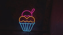 Load and play video in Gallery viewer, Neon sign ice cream, Ice cream Neon sign, Ice cream cone neon sign, Neon dessert sign, Ice cream neon light
