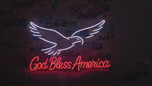 Load and play video in Gallery viewer, Patriotic Eagle neon sign, God Bless America neon sign, Freedom Eagle neon sign
