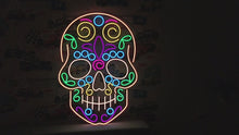Load and play video in Gallery viewer, Sugar Skull Neon Sign, Neon Sugar Skull, Calavera neon sign,Mexican Skull Of Death Motive Neon Sign
