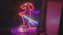 Load and play video in Gallery viewer, Dachshund Skiing Neon Sign, Snow Skiing Dachshund Led Sign, Skiing Dog Led Light, Pet Skiing Player Neon Light, Animal Sport Room Wall Decor
