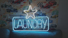 Load and play video in Gallery viewer, Laundry inscription neon sign, washhouse neon sign, Laundry text, washing house neon sign, Laundry neon sign
