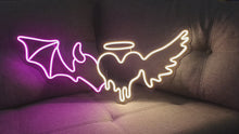Load and play video in Gallery viewer, Angel demon heart neon sign, Neon sign angel demon wings, Angel and demon neon light, Angel and demon wings neon sign, angel devil heartwing
