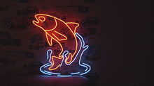 Load and play video in Gallery viewer, Salmon Fish Neon Sign, Fisherman&#39;s Delight LED Neon Sign, Fresh Catch LED Neon Sign, Salmon Wall Art LED Neon Sign, Seafood Lovers LED Neon Sign
