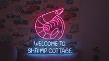 Load and play video in Gallery viewer, Shrimp Neon Sign – Bright Coastal Seafood Wall Decor
