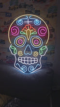 Load and play video in Gallery viewer, Day of the Dead Neon Sign, Calavera Neon Sign, Sugar Skull Neon Sign
