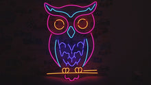 Load and play video in Gallery viewer, Owl neon sign, Great Horned Owl neon sign, Owl Silhouette neon sign
