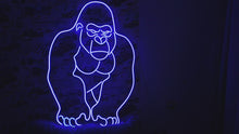 Load and play video in Gallery viewer, Gorilla neon sign, Gorilla face neon light, body silhouette gorilla neon, Neon sign with gorilla, Monkey face with open mouth neon light
