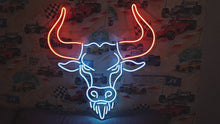 Load and play video in Gallery viewer, Bull head neon sign, longhorn bull neon sign, cow head neon sign

