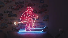 Load and play video in Gallery viewer, Downhill Skier neon sign, Alpine Skiing neon sign, Skiing Silhouette neon sign
