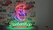Load and play video in Gallery viewer, Barbershop neon sign, Neon barber sign, Barber pole neon sign, Neon hair salon sign, Neon open sign for barber shop
