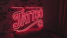 Load and play video in Gallery viewer, Tattoo Neon Sign – Bright LED Wall Light for Tattoo Studio or Barbershop Decor, Tattoo LED Neon Sign – Eye-Catching Storefront Decor for Shopify Shops &amp; Tattoo Studios
