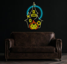 Load image into Gallery viewer, Haunted castle neon, Ghostly pumpkin neon lights
