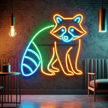 Load image into Gallery viewer, Forest Raccoon neon sign, Masked Raccoon neon sign Multicolor
