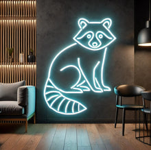 Load image into Gallery viewer, Wild Raccoon neon sign, Nocturnal Raccoon neon sign
