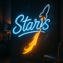 Load image into Gallery viewer, Rocket Stars neon sign, Cosmic Shuttle neon sign, Universe Blast Off neon sign
