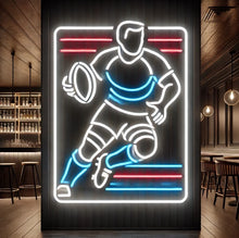 Load image into Gallery viewer, Rugby Player Neon Sign, Running Athlete Neon Sign, Rugger with Ball Neon Sign Multicolor
