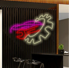 Load image into Gallery viewer, Auto service repair logo in neon style. Neon sign, a symbol on the topic of repairing cars. Emblem, bright banner, night non-neon bright advertising of auto repair.

