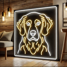 Load image into Gallery viewer, Golden Retriever Neon Sign, Framed Dog Head Neon Sign, Lab Portrait Neon Sign
