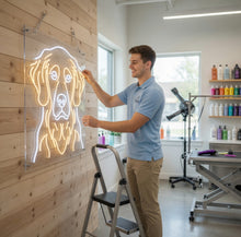 Load image into Gallery viewer, Golden Retriever Neon Sign, Framed Dog Head Neon Sign, Lab Portrait Neon Sign
