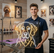 Load image into Gallery viewer, Golden Retriever Neon Sign, Framed Dog Head Neon Sign, Lab Portrait Neon Sign
