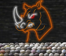 Load image into Gallery viewer, Neon Rhino, Rhino Neon Sign, rhinoceros head neon sign
