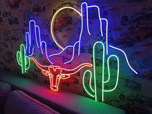 Load image into Gallery viewer, Western decor neon sign, bulls and western decor neon sign
