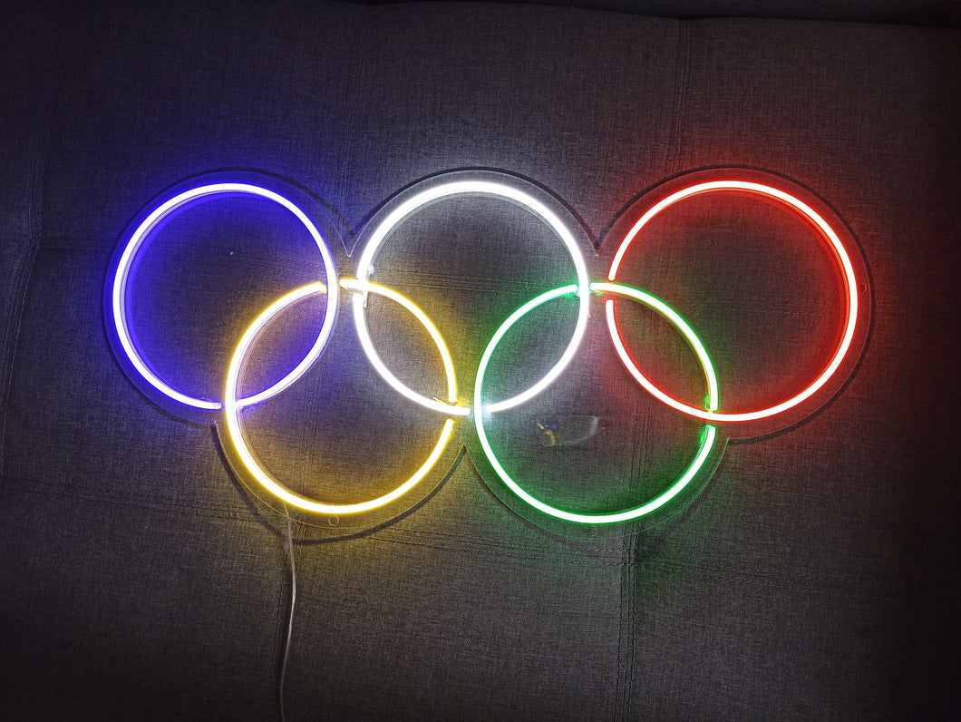 Sport neon sign, Olympic rings neon sign, olympic games neon sign