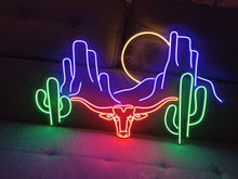 Load image into Gallery viewer, Western decor neon sign, bulls and western decor neon sign
