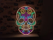 Load image into Gallery viewer, Sugar Skull Neon Sign, Neon Sugar Skull, Calavera neon sign,Mexican Skull Of Death Motive Neon Sign
