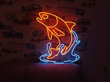 Load image into Gallery viewer, Salmon Fish Neon Sign, Fisherman&#39;s Delight LED Neon Sign, Fresh Catch LED Neon Sign, Salmon Wall Art LED Neon Sign, Seafood Lovers LED Neon Sign
