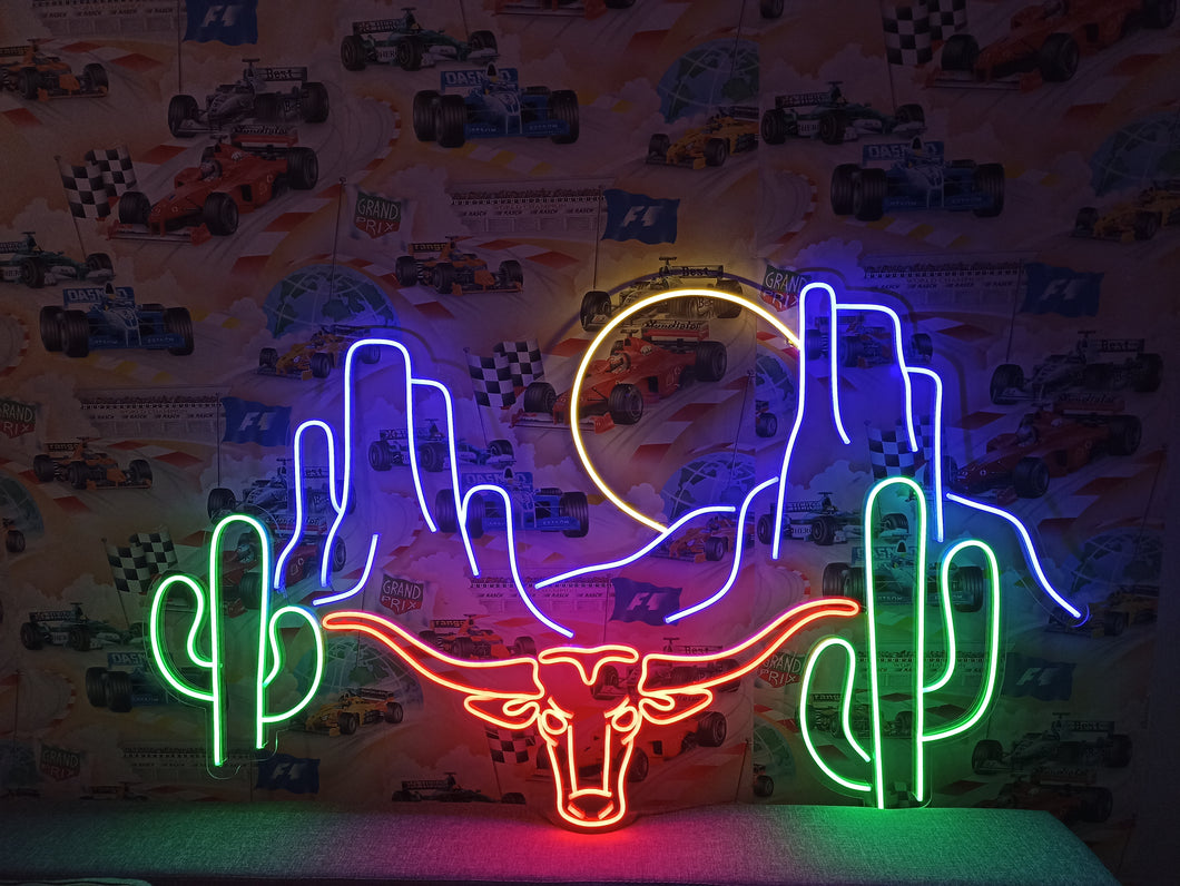 Western decor neon sign, bulls and western decor neon sign