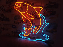 Load image into Gallery viewer, Salmon Fish Neon Sign, Fisherman&#39;s Delight LED Neon Sign, Fresh Catch LED Neon Sign, Salmon Wall Art LED Neon Sign, Seafood Lovers LED Neon Sign
