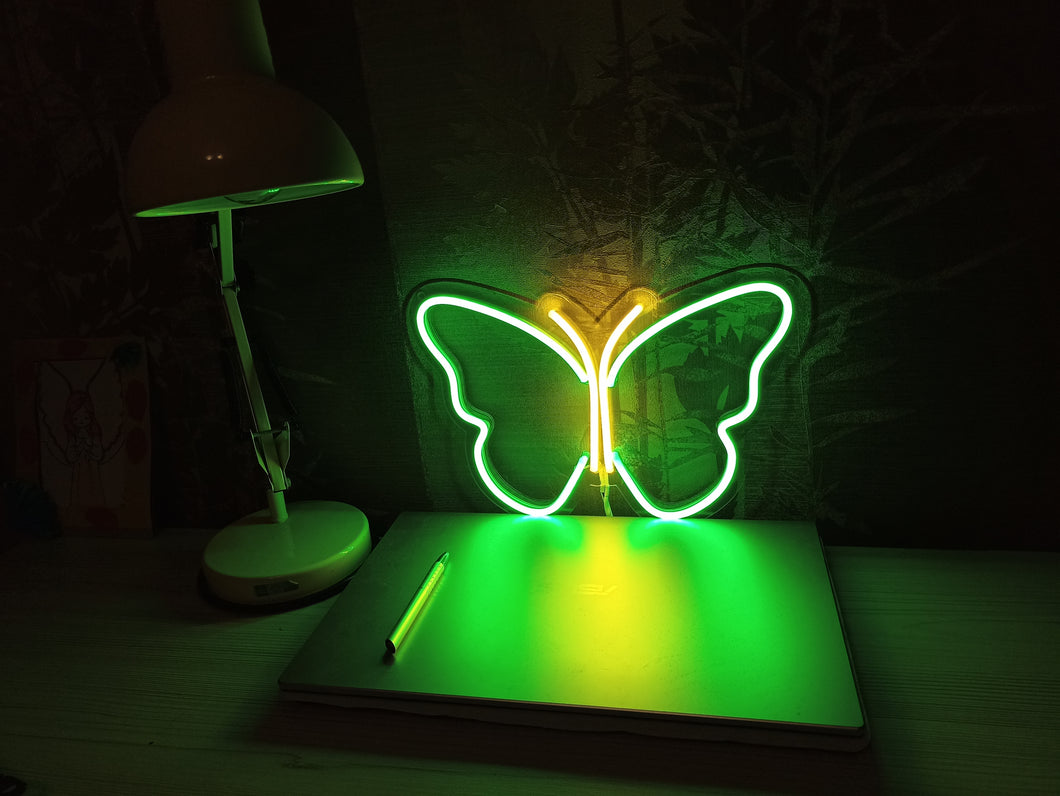 Neon butterfly sign, Butterfly neon light, Custom neon butterfly sign, Butterfly-shaped LED neon sign, Butterfly-shaped LED neon sign